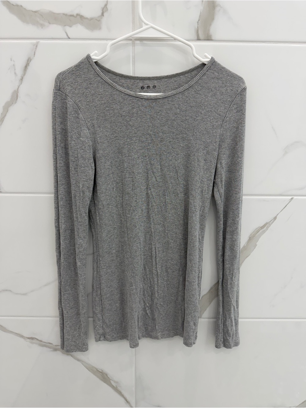 Three Dots Women's Long-Sleeve Crewneck Top - Gray